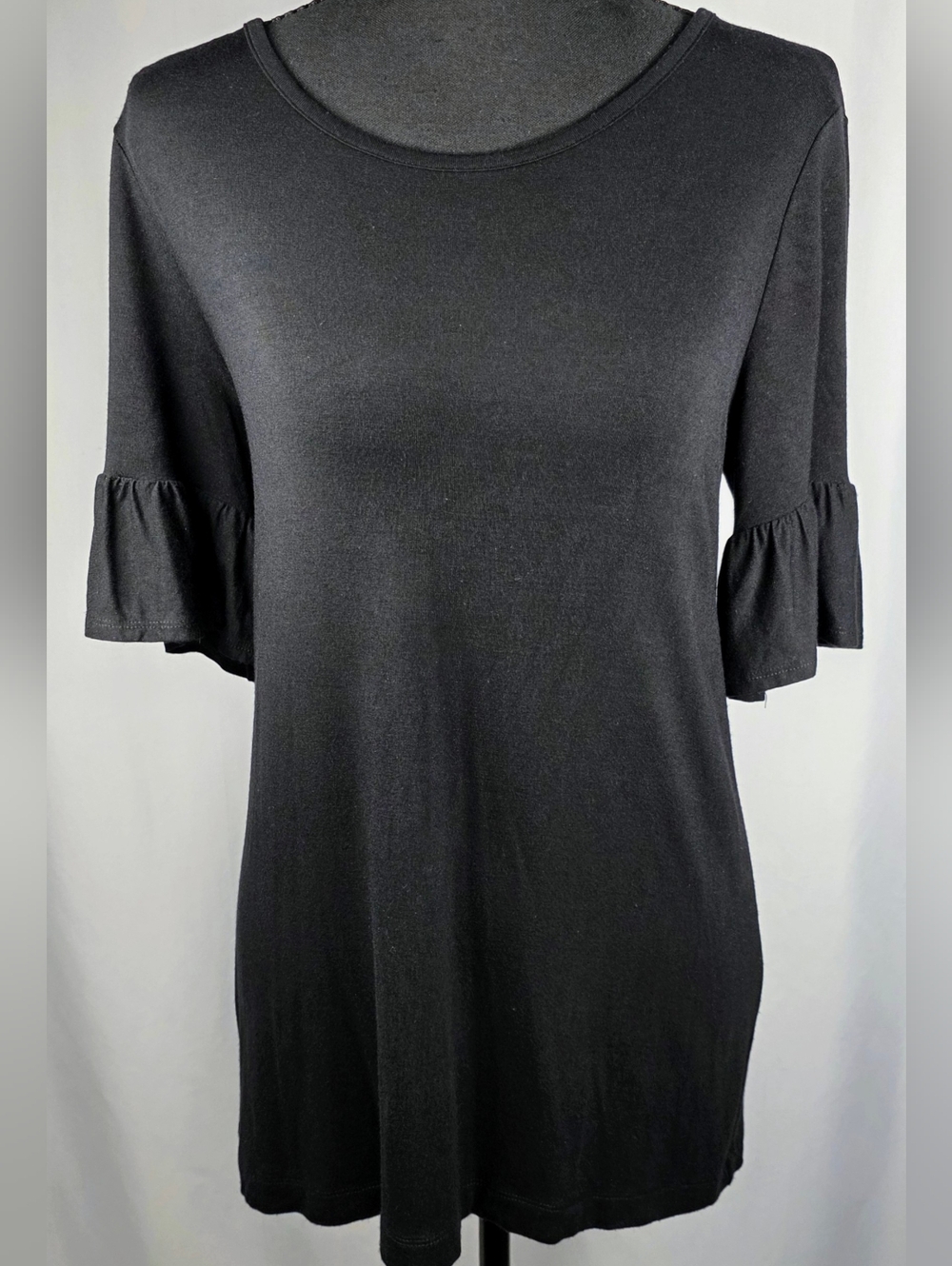 Philosophy Black Ruffle Sleeve Top Womens S Stretch Casual Flowy